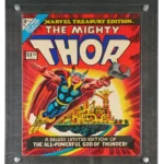 Image of the Treasury FLEX Frame by Crafti Comics with a stained wood backing. Inside is a copy of "The Mighty Thor."